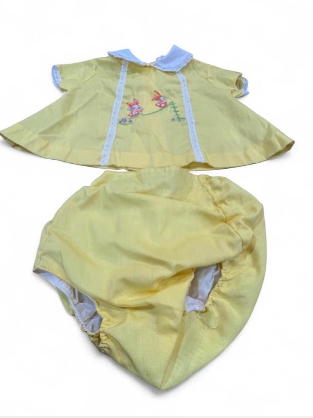 Baby Yellow Two-Piece Dress Set with Embroidery